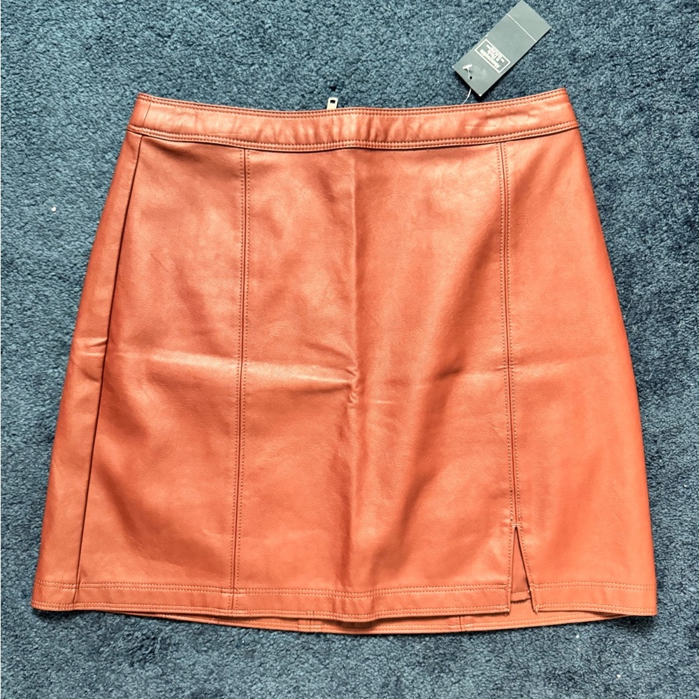 Abercrombie & Fitch Rust Orange Faux Leather Mini Skirt